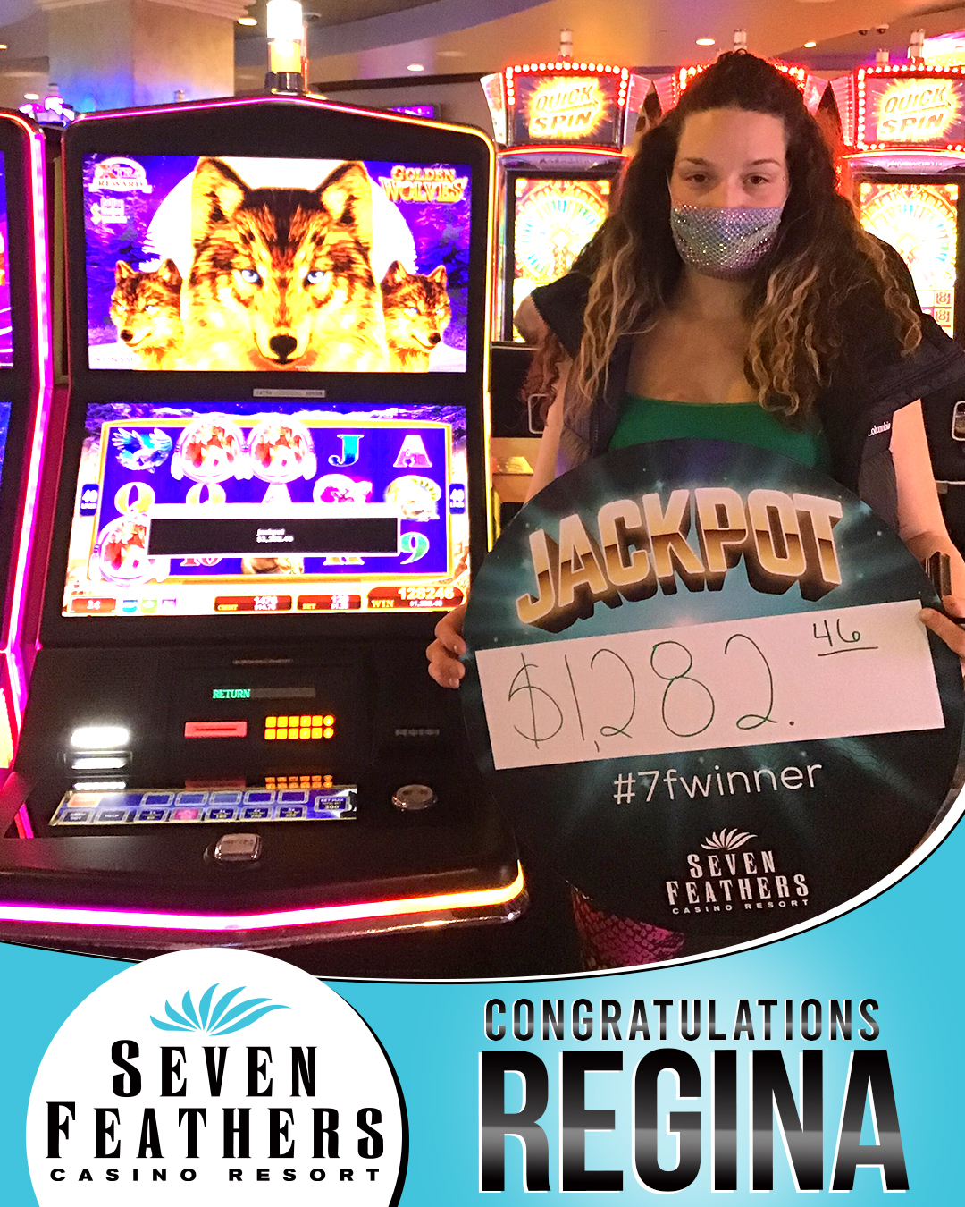 Regina Won A Big Jackpot At Seven Feathers Casino Resort In Canyonville Oregon