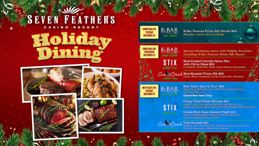 Seven Feathers Casino Resort December Holiday Dining Menu