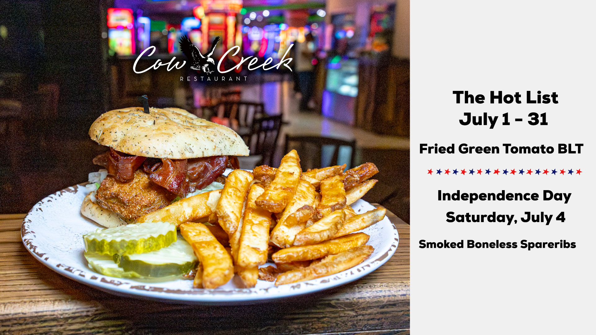 July 2026 Restaurant Specials For Cow Creek Restaurant At Seven Feathers Casino