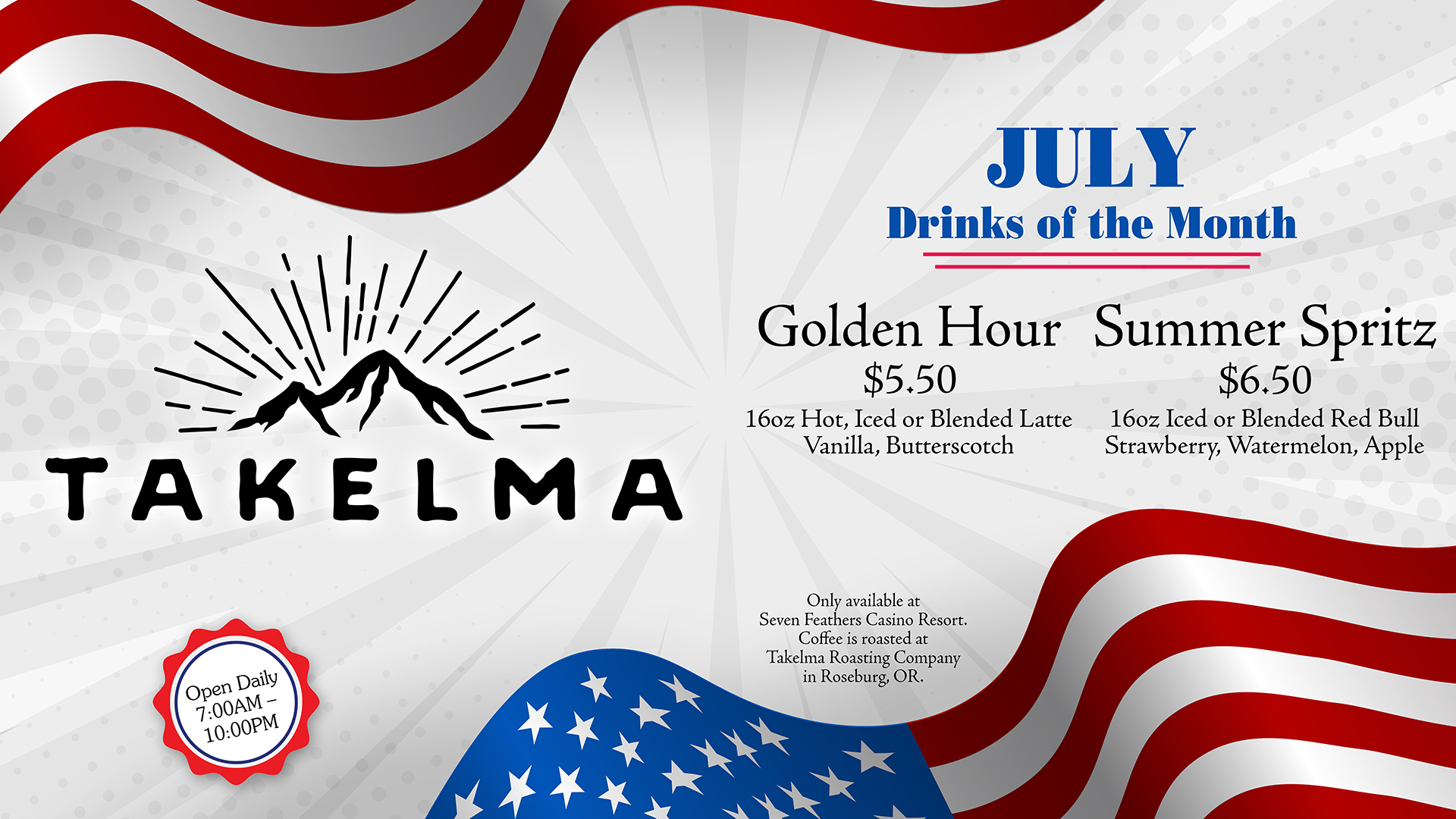 Takelma July Flavors Of The Month At Seven Feathers Casino Feature The Golden Hour And The Summer Spritz