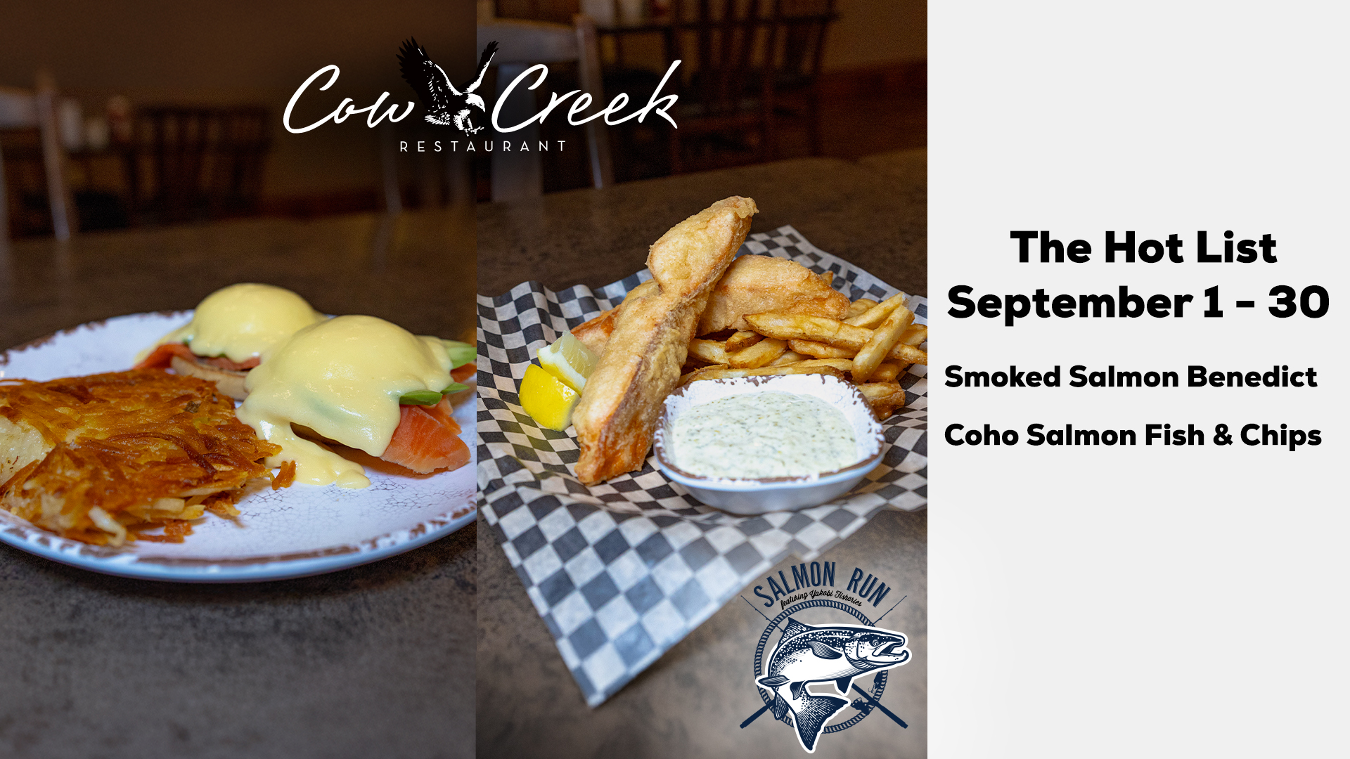 Cow Creek Restaurant At Seven Feathers Casino Resort Is Offering Smoked Salmon Benedict and Coho Fish & Chips All September Long