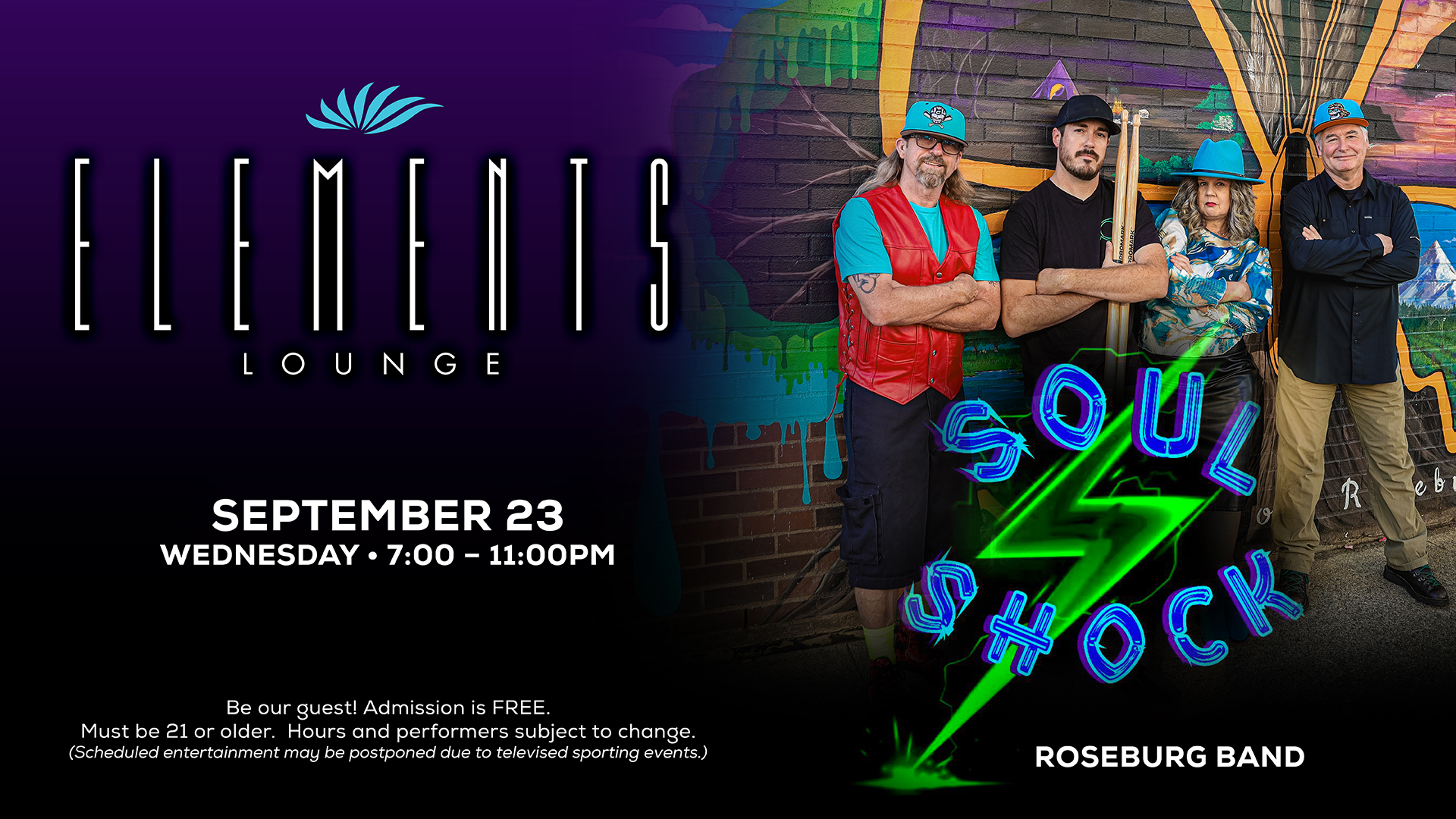 See Soul Shock Perform Live At Seven Feathers Casino In The Elements Lounge On Wednesday September 23