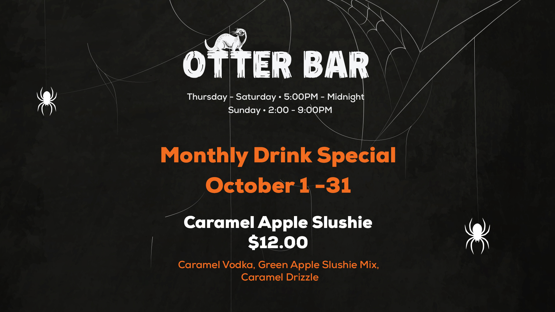 Otter Bar October Specialty Drinks at Seven Feathers