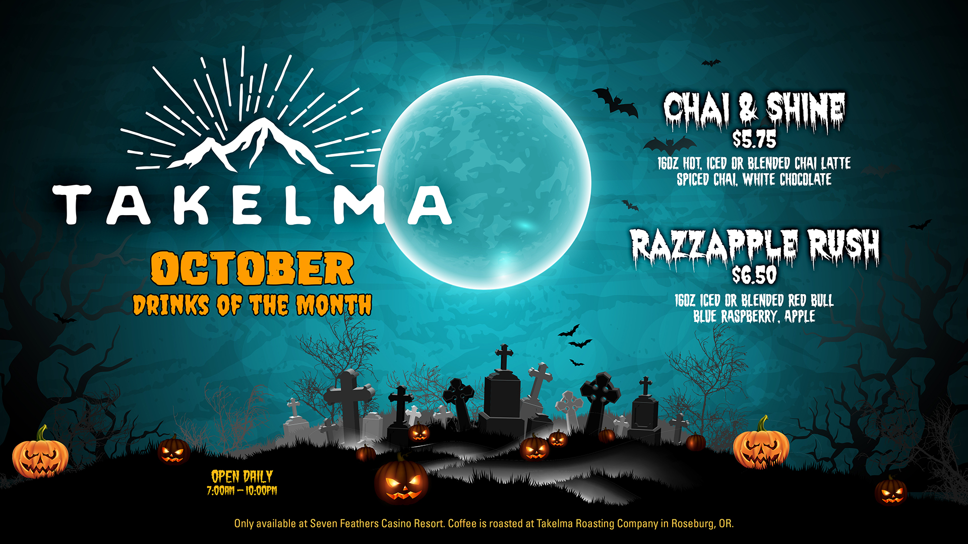 October Flavors Of The Month At Takelma Roasting Inside Seven Feathers Casino Resort