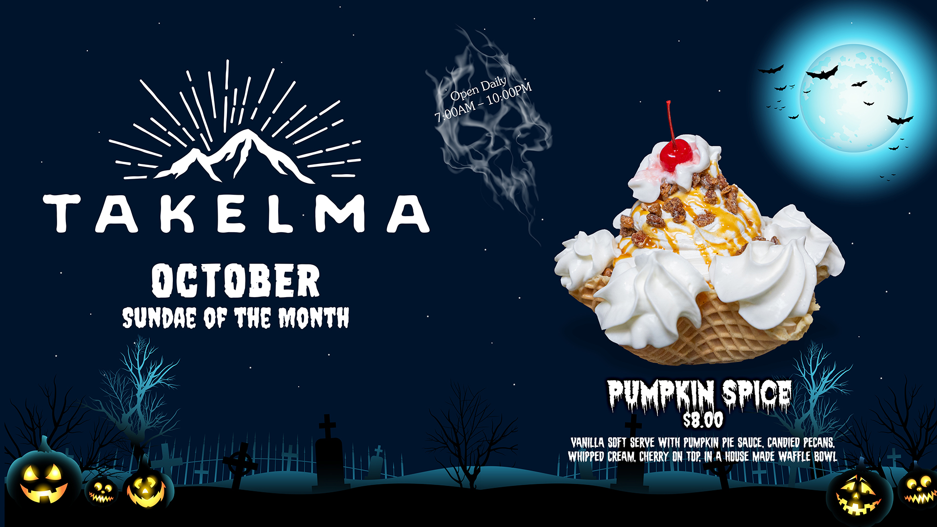 Takelma Sundae Of The Month for October at Seven Feathers